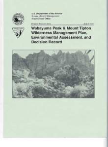 WABAYUMA PEAK & MOUNT TIPTON WILDERNESS MANAGEMENT PLAN ENVIRONMENTAL ASSESSMENT AND DECISION RECORD
