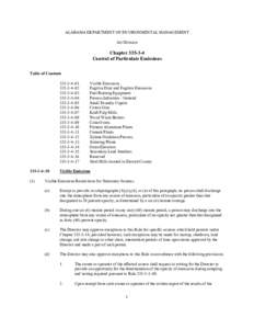 ALABAMA DEPARTMENT OF ENVIRONMENTAL MANAGEMENT Air Division Chapter[removed]Control of Particulate Emissions Table of Contents