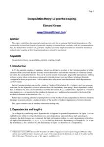 Page 1  Encapsulation theory: L3 potential coupling. Edmund Kirwan www.EdmundKirwan.com * Abstract