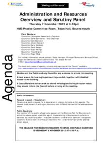 Agenda  ‘Making a difference’ Administration and Resources Overview and Scrutiny Panel