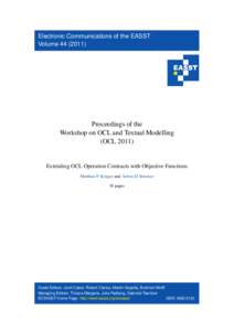 Electronic Communications of the EASST Volume[removed]Proceedings of the Workshop on OCL and Textual Modelling (OCL 2011)