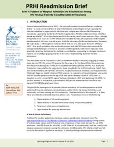 PRHI Readmission Brief Brief II: Patterns of Hospital Admission and Readmission Among HIV-Positive Patients in Southwestern Pennsylvania I. INTRODUCTION  Centre City Tower