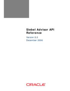 Siebel Advisor API Reference