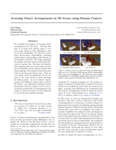 Learning Object Arrangements in 3D Scenes using Human Context  Yun Jiang  Marcus Lim 