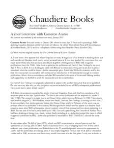 Chaudiere Books 2423 Alta Vista Drive, Ottawa, Ontario Canada K1H 7M9 chaudierebooks.com / chaudierebooks.blogspot.com