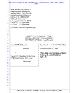 Counterclaim / Lawsuit / Pershing Square Capital Management / Allergan / Companies listed on the New York Stock Exchange / Valeant Pharmaceuticals