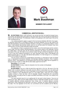 Hansard, 7 MarchSpeech By Mark Boothman MEMBER FOR ALBERT