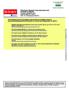 Phenotypic Plasticity in the Interactions and Evolution of Species Anurag A. Agrawal, et al. Science 294, [removed]); DOI: [removed]science[removed]The following resources related to this article are available online at