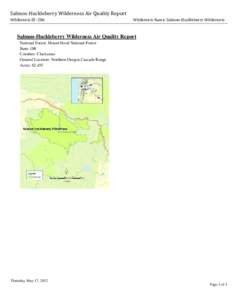 Salmon-Huckleberry Wilderness Air Quality Report, 2012