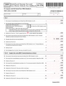 2009 State/Local Income Tax and VERMONT SCHEDULE  New Motor Vehicle Tax Addback IN-154