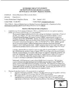 ECONOMIC IMPACT STATEMENT OF PROPOSED RULES OR REGULATIONS EO[removed]and Act 143 of 2007: Regulatory Flexibility Department  Arkansas Department of Environmental Quality