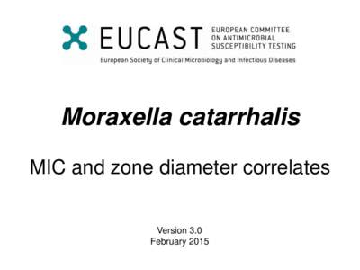 Moraxella catarrhalis MIC and zone diameter correlates Version 3.0 February 2015  Moraxella catarrhalis