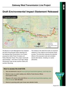 BLM  Gateway West Transmission Line Project Draft Environmental Impact Statement Released Proposed project