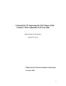 Connected by 25: Improving the Life Chances of the Country’s Most Vulnerable[removed]Year Olds