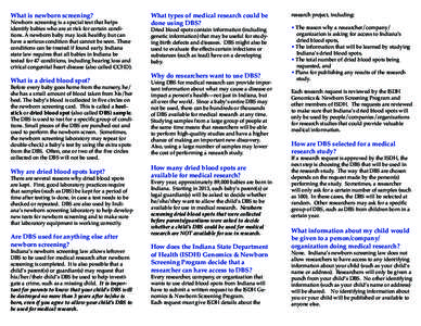 Newborn screening / Pediatrics / Dried blood spot / Screening / Health / Medicine / Epidemiology