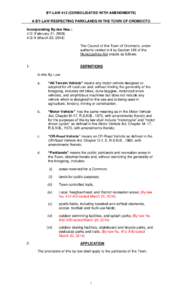 BY-LAW 412 (CONSOLIDATED WITH AMENDMENTS) A BY-LAW RESPECTING PARKLANDS IN THE TOWN OF OROMOCTO Incorporating By-law Nos.: 412 (February 21, [removed]A (March 20, 2014) The Council of the Town of Oromocto, under