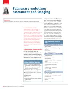 clinical  Pulmonary embolism: assessment and imaging Sarah Skinner