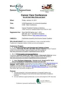 Arizona Cancer Coalition  Working Together to Reduce Cancer  Cancer Care Conference