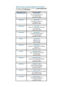 2014 Somerset County Shredding Events Schedule All events are Saturdays 9:00 a.m. to 1:00 p.m. or Until Trucks are Full For information call[removed]Municipality/County  Date and Location