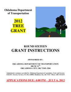 Oklahoma Department of Transportation 2012 TREE GRANT
