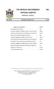 THE ANTIGUA AND BARBUDA  565 OFFICIAL GAZETTE Published by Authority