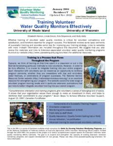 January 2004 Factsheet V (Updated Nov[removed]Training Volunteer Water Quality Monitors Effectively