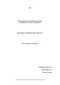 2003  THE LEGISLATIVE ASSEMBLY FOR THE AUSTRALIAN CAPITAL TERRITORY  ELECTORAL AMENDMENT BILL[removed]NO 2)