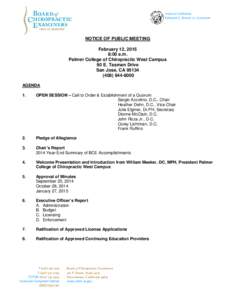 State of California Edmund G. Brown Jr., Governor NOTICE OF PUBLIC MEETING February 12, 2015 8:00 a.m.