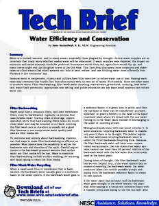 PUBLISHED BY THE NATIONAL ENVIRONMENTAL SERVICES CENTER  Water Efficiency and Conservation By Zane Satterfield, P. E., NESC Engineering Scientist  Summary