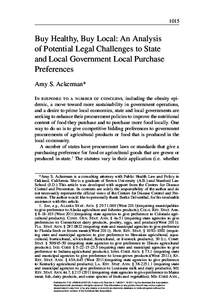 1015  Buy Healthy, Buy Local: An Analysis of Potential Legal Challenges to State and Local Government Local Purchase Preferences