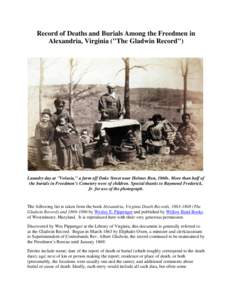 Record of Deaths and Burials Among the Freedmen in Alexandria, Virginia (