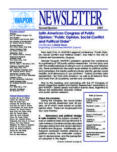 NEWSLETTER Second Quarter Executive Council President Prof. Dr. Michael Traugott, USA