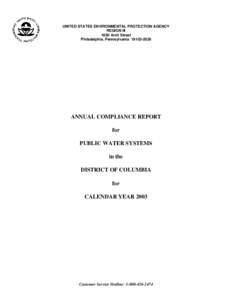 Annual Compliance Report for Public Water Systems in the District of Columbia for Calendar Year 2003