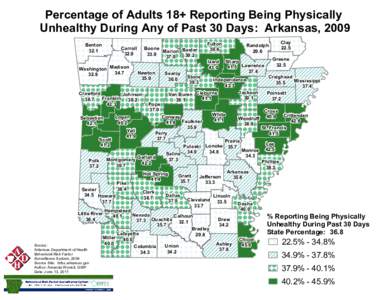 Percentage of Adults 18+ Reporting Being Physically Unhealthy During Any of Past 30 Days: Arkansas, 2009 Benton[removed]Carroll