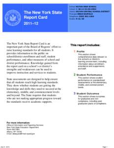 The New York State Report Card School HILTON HIGH SCHOOL School ID[removed] District HILTON CENTRAL SCHOOL DISTRICT