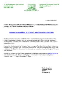 Ireland / Education in the Republic of Ireland / Transition Year / Department of Education