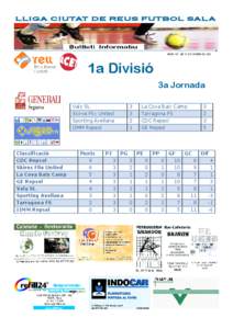 LLIGA CIUTAT DE REUS FUTBOL SAL A  VOLUM 147, ANY V 25 D’OCTUBRE DE 2013 1a Divisió 3a Jornada