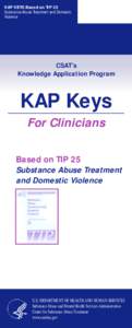 KAP Keys For Clinicians Based on TIP 25—Substance Abuse Treatment and Domestic Violence