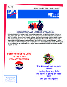 Continued from page 3 May 2014 League of Women Voters Clermont County