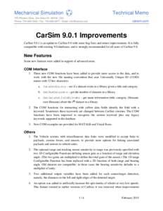 Mechanical Simulation  Technical Memo 755 Phoenix Drive, Ann Arbor MI, 48108, USA Phone: [removed] • Fax: [removed] • Email: [removed]