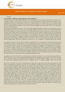 Lettre d’information de la Fondation pour le droit continental  Mars 2010  Editorial : « Class Actions » - Dilemme ou opportunité pour le droit continental ?