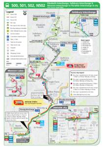 Elizabeth Interchange, Salisbury Interchange & Mawson Interchange to Paradise Interchange & city 500, 501, 502, N502  Also shows route 502X