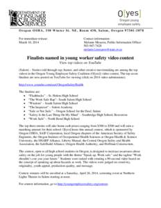 Risk / Occupational safety and health / Salem /  Oregon / Management / Occupational Safety and Health Administration / Workplace safety / Oregon / Salem High School / Salem / Safety / Willamette Valley / Oregon Occupational Safety and Health Division