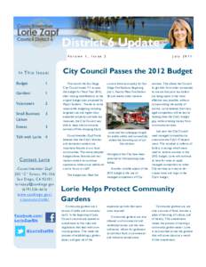 District 6 Update Volume 1, Issue 2 I n T h i s Is s u e : Budget