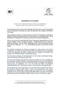REFERENDA IN EUROPE Pierre Garrone, Head of the Division of Elections and Referenda Secretariat of the Venice Commission (Council of Europe)
