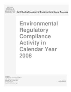 North Carolina Department of Environment and Natural Resources  Environmental Regulatory Compliance Activity in