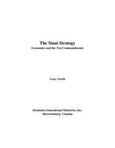 The Sinai Strategy Economics and the Ten Commandments
