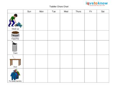 Toddler Chore Chart Sun Clean up  Feed Pet