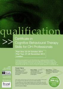 qualification >> Certificate in Cognitive Behavioural Therapy Skills for OH Professionals
