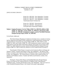 FEDERAL ENERGY REGULATORY COMMISSION Washington, DC[removed]December 21, 2012 OFFICE OF ENERGY PROJECTS  Project No[removed] – New Hampshire / Vermont